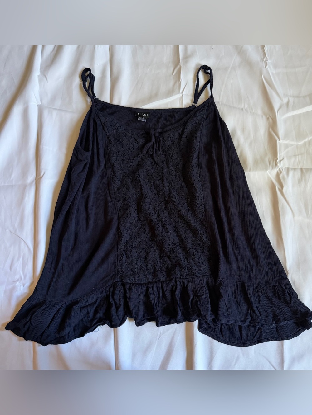 Torrid Navy Blue Lace Ruffle Babydoll Camisole Top Size 3 -3X